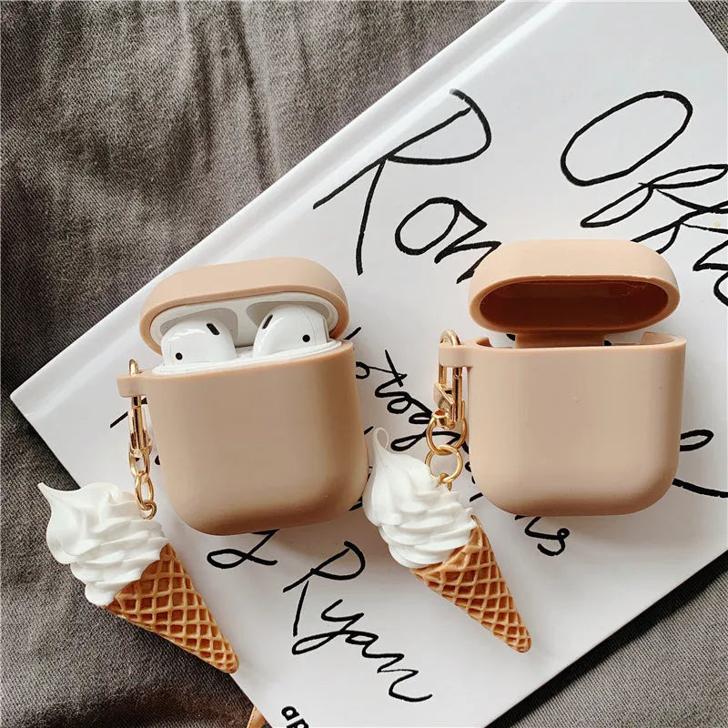 Cylinder Ice Cream design silicone case for Apple AirPods 2 wireless Bluetooth headset.