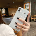 Transparent TPU iPhone case with flash powder finish in purple colour showing back cover design