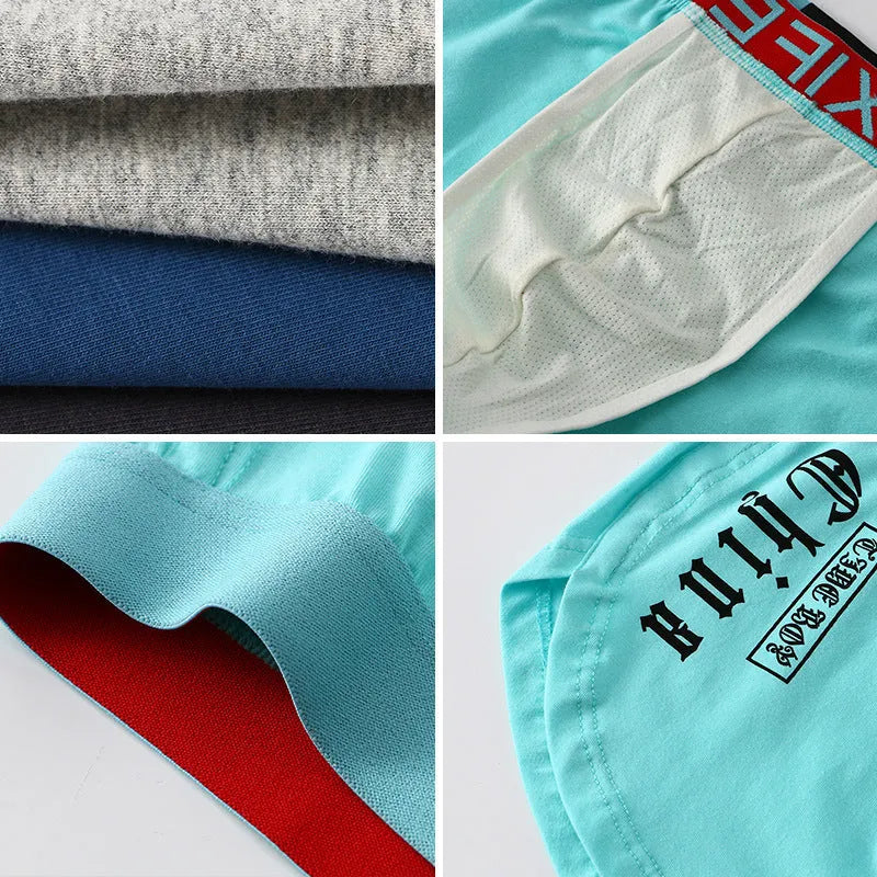 Men's loose fit cotton boxer briefs in multiple colours with mid-waist design