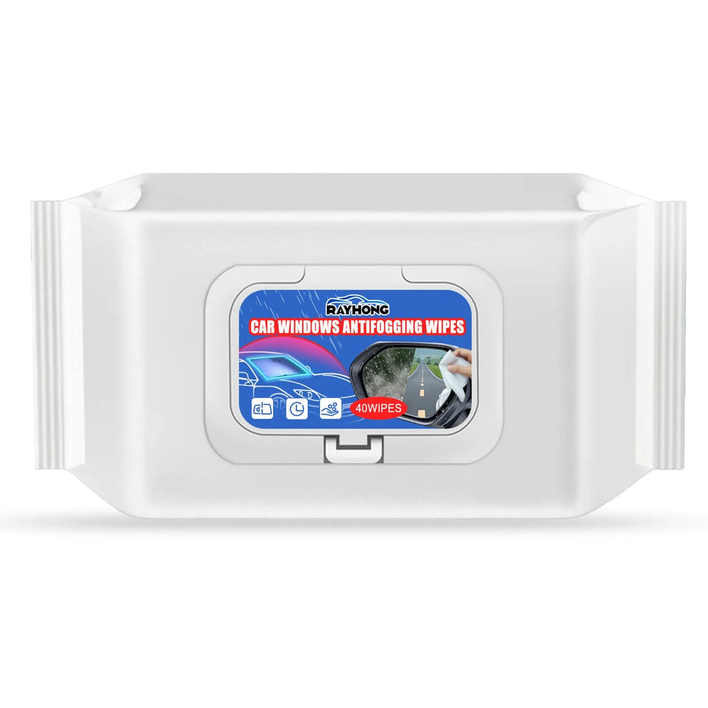 Pack of 40 car anti-fog rain treatment wipes on non-woven fabric
