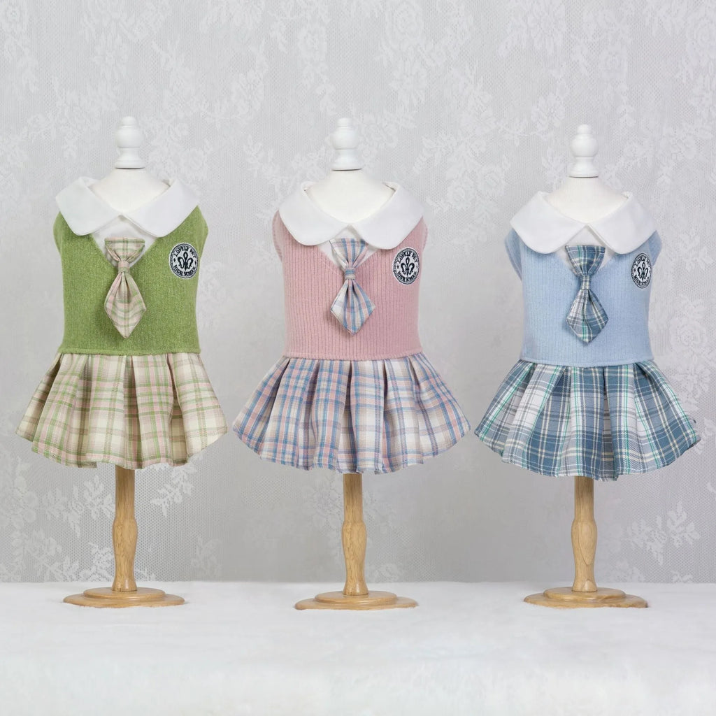 Tartan skirt for dogs and cats in pink, blue, or green colours