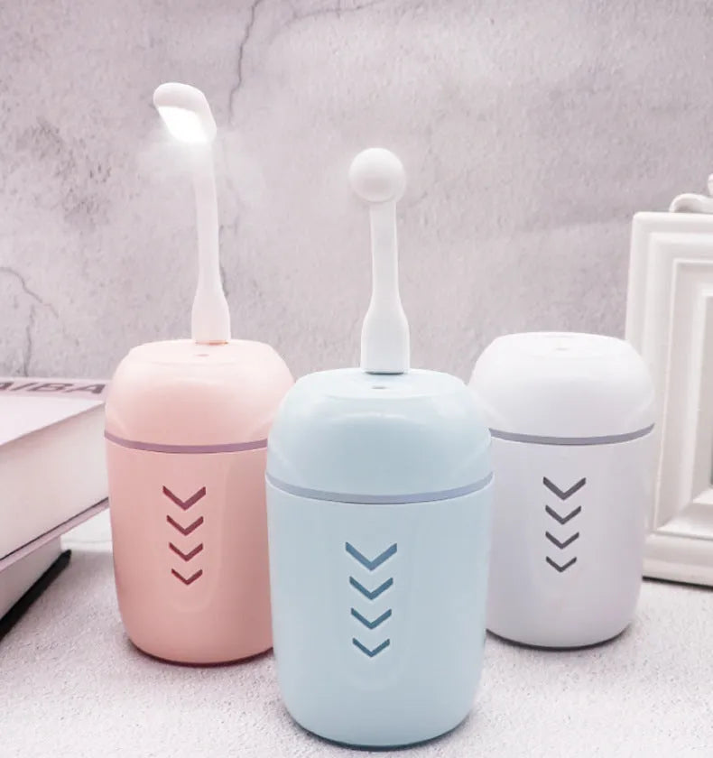 X3 portable car humidifier in columnar shape with 200ml tank capacity and USB power connection
