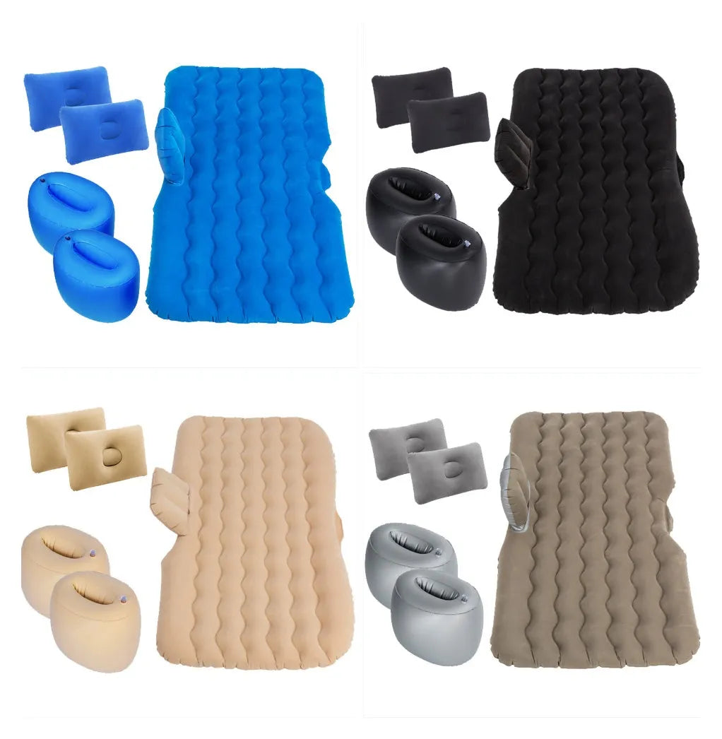 Blue car inflatable mattress made of flocking cloth with two pillows, 135x70cm size