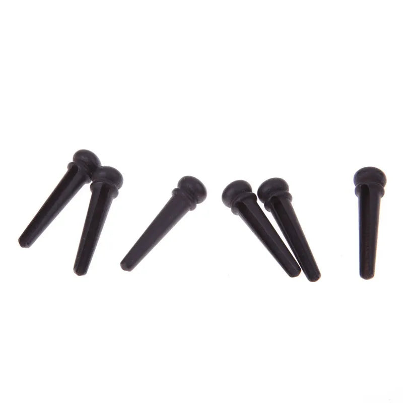 Six ebony guitar string nails with matt black finish for 40-42 inch folk acoustic guitars