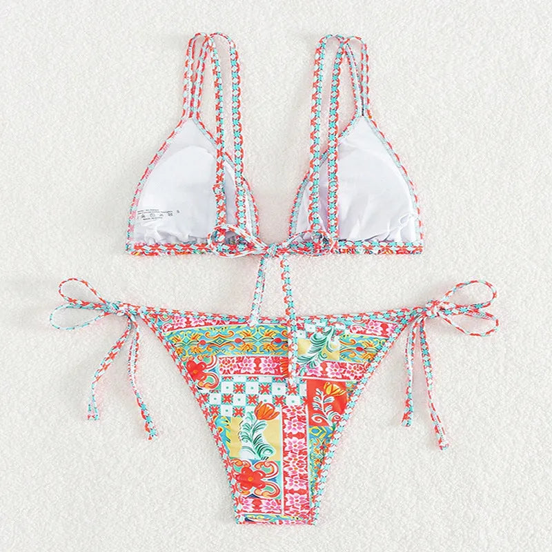 Women's lace-up front swimsuit with backless design in polyester fabric for swimming
