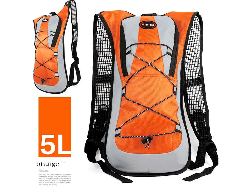 Lightweight waterproof outdoor sports backpack in black, available with 2L water bag for running and off-road riding
