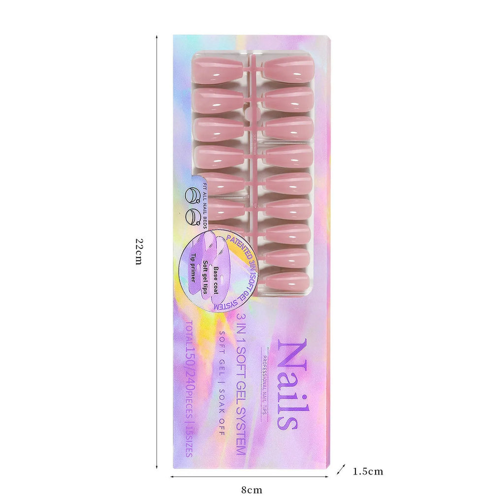 Box of nude seamless removable nail stickers showing eight different colour variations.