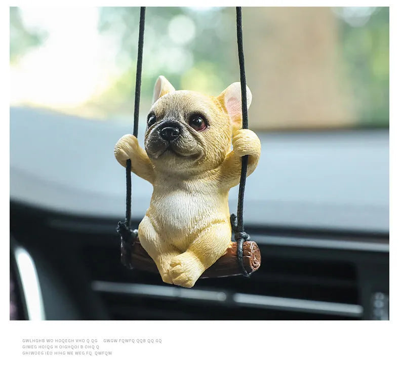 Resin cartoon Bulldog car hanging ornament for rearview mirror in various colours