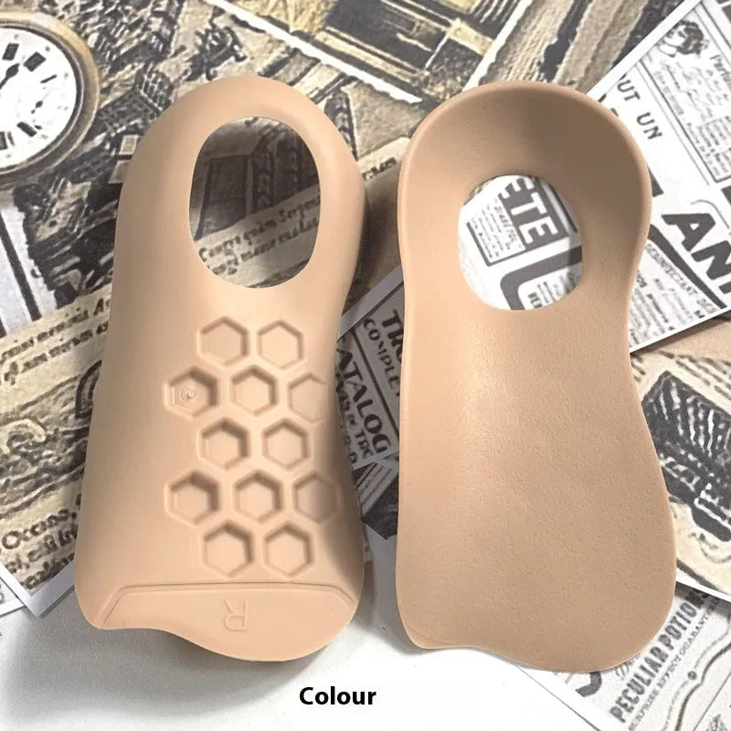 Pair of white TPR arch support varus correction insoles for shoe sizes 35-45