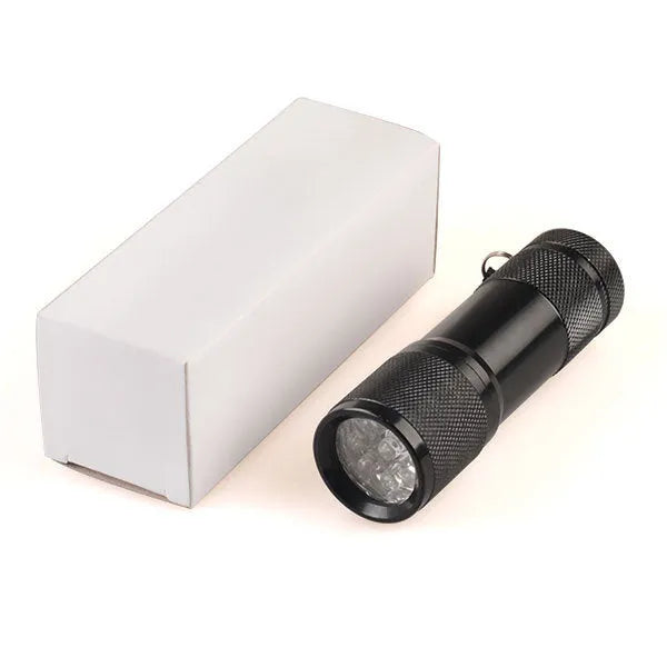 Black aluminium alloy Smart Vein Locator device with red LED lights for medical vein identification.