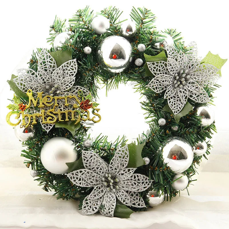 Multicoloured plastic Christmas wreath with 30cm diameter for door or garden decoration