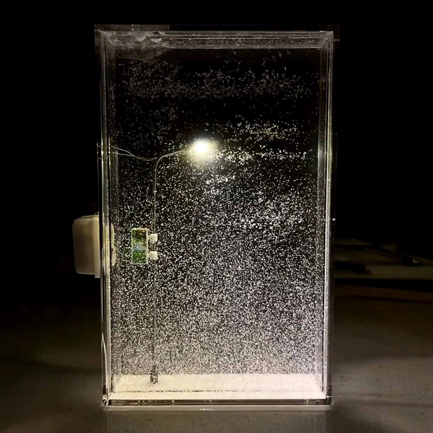 DIY snowy night light kit with snowflake decor and LED street light effect for desktop display
