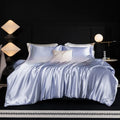 Silk bed sheet four-piece set in solid colour on bed, showing modern simplicity style