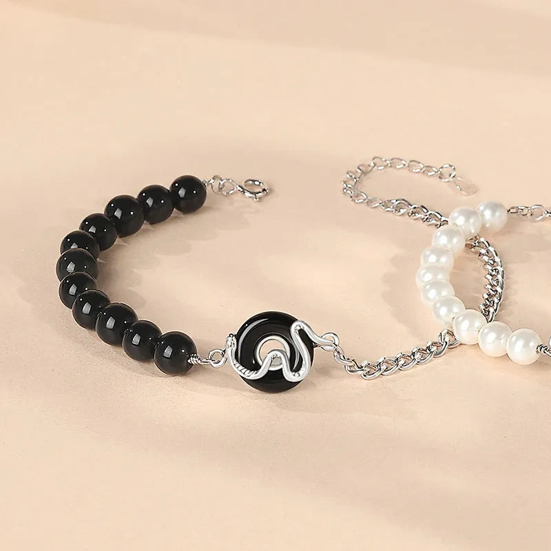925 sterling silver New Chinese style bracelet with snake charm and safety buckle for couples.