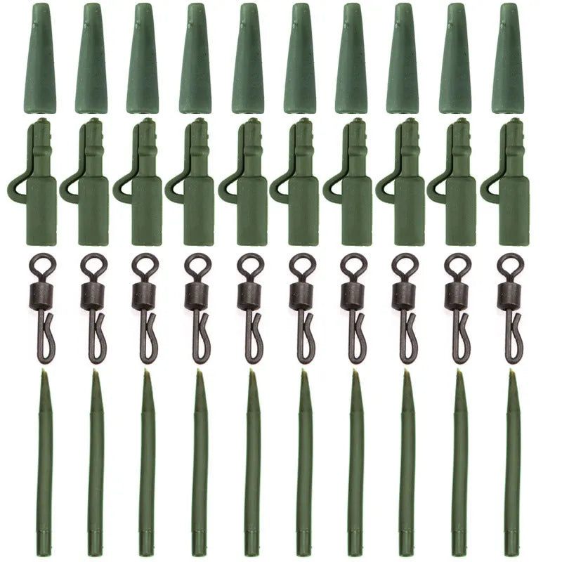 Carp fishing gear accessories 40-piece set in grass green colour made from ABS alloy copper