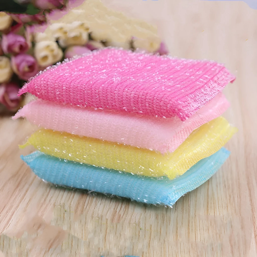 Pinstripe fabric dishwashing sponge mop in macaron colours for wet and dry cleaning.