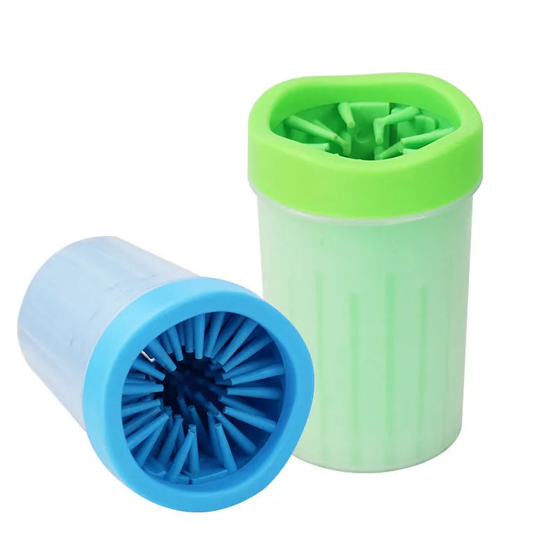 Blue silicone dog paw wash bucket for grooming and cleaning pet feet