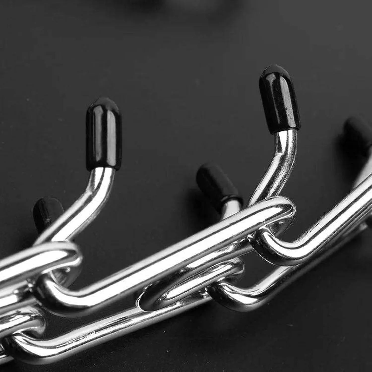 Stainless steel dog prong training collar with round head links and comfort rubber tips