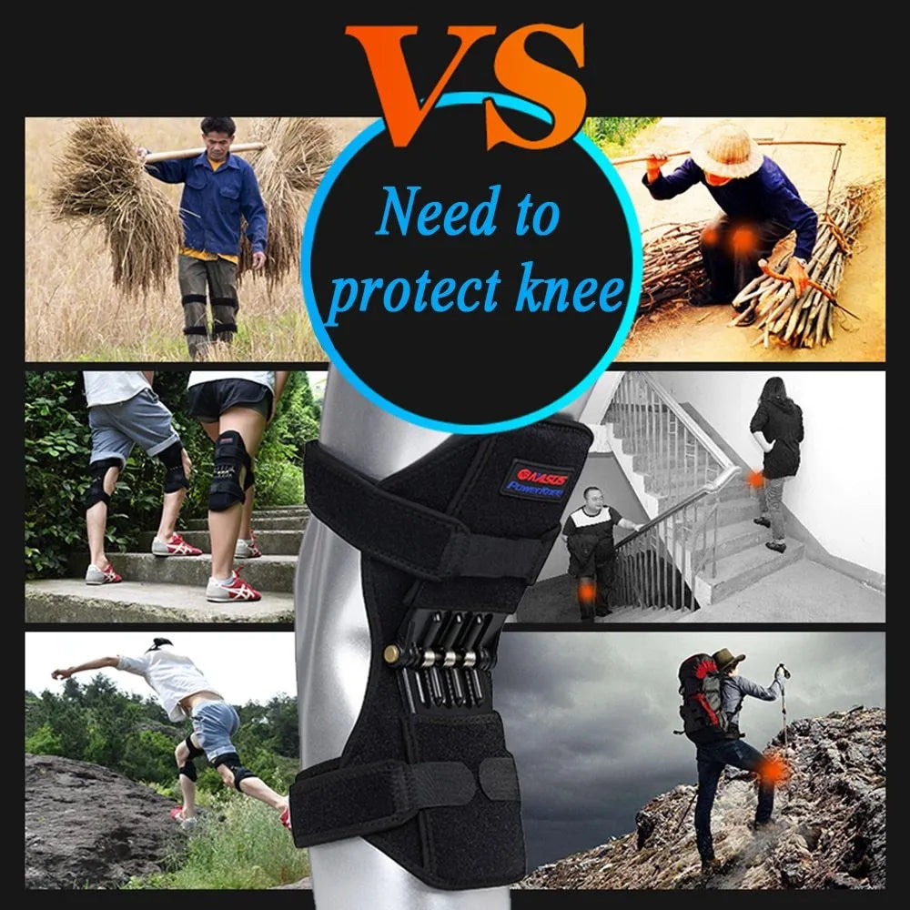 Adjustable knee brace with spring support system for mountaineering and sports activities