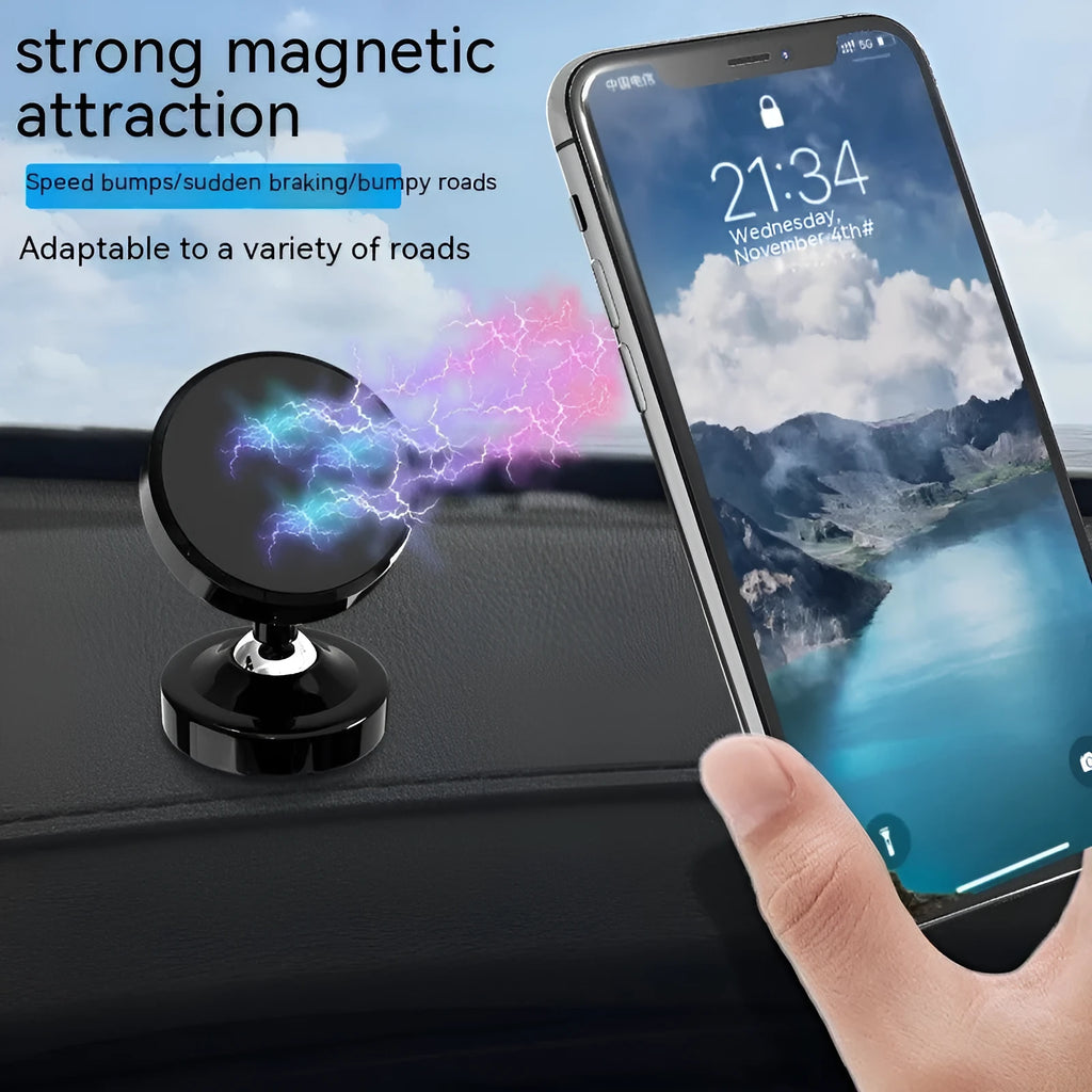 Magnetic car phone holder with air vent clip in metallic finish
