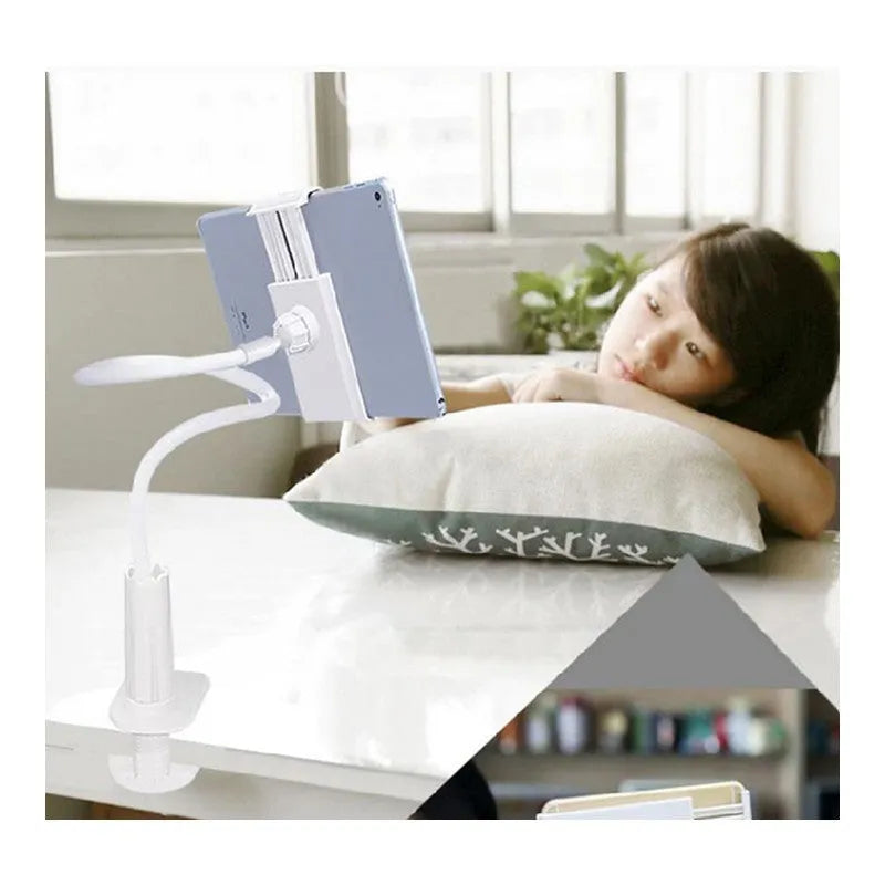 Black flexible tablet phone mount holder showing bendy arm and suction base