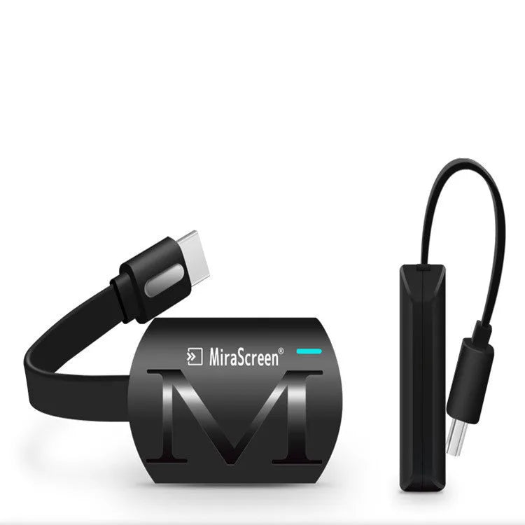 Black USB HDMI dongle for smartphone screen mirroring to TV with 1080p output