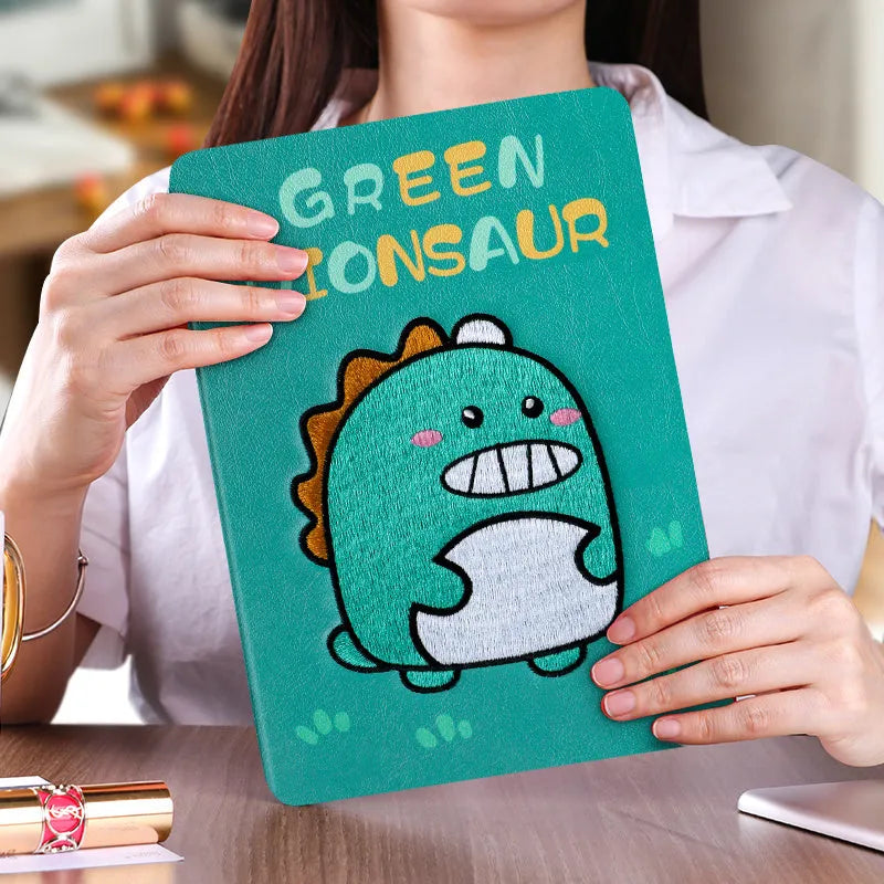 Cartoon design silicone iPad protective case with imitation leather finish for 10.2-inch and 9.7-inch models.