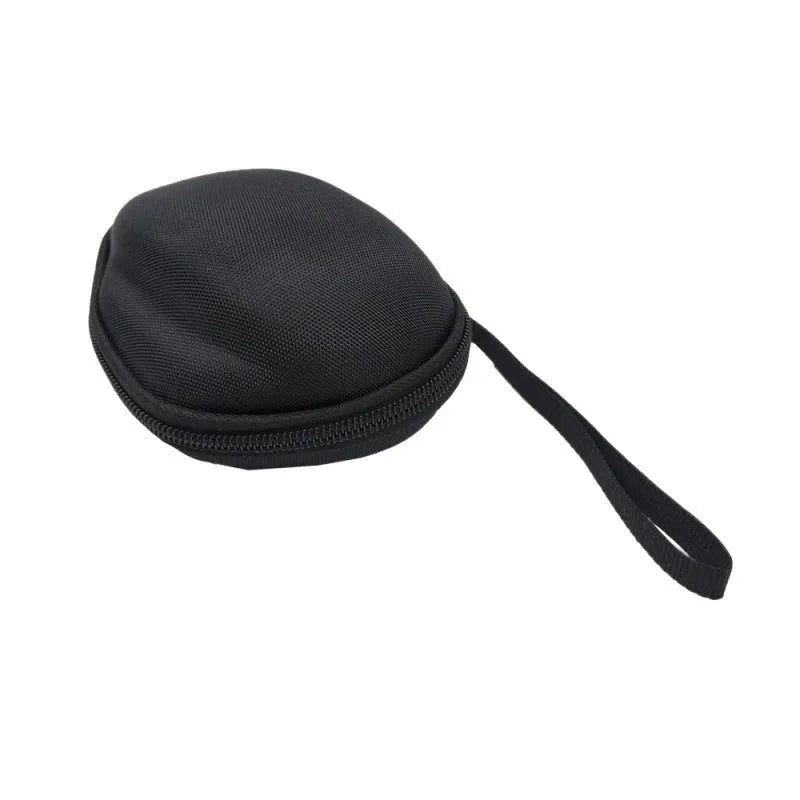 Black mouse storage box made of nylon 1200D and 6mm EVA with handle on a flat surface