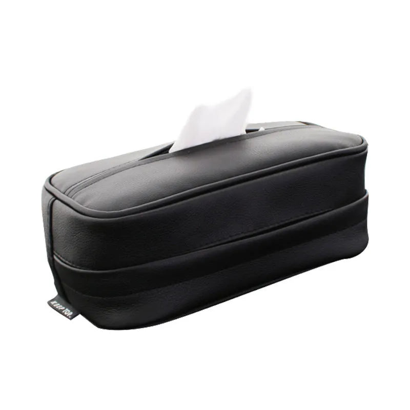 Large black PU leather car hanging organiser box with paper bag packaging