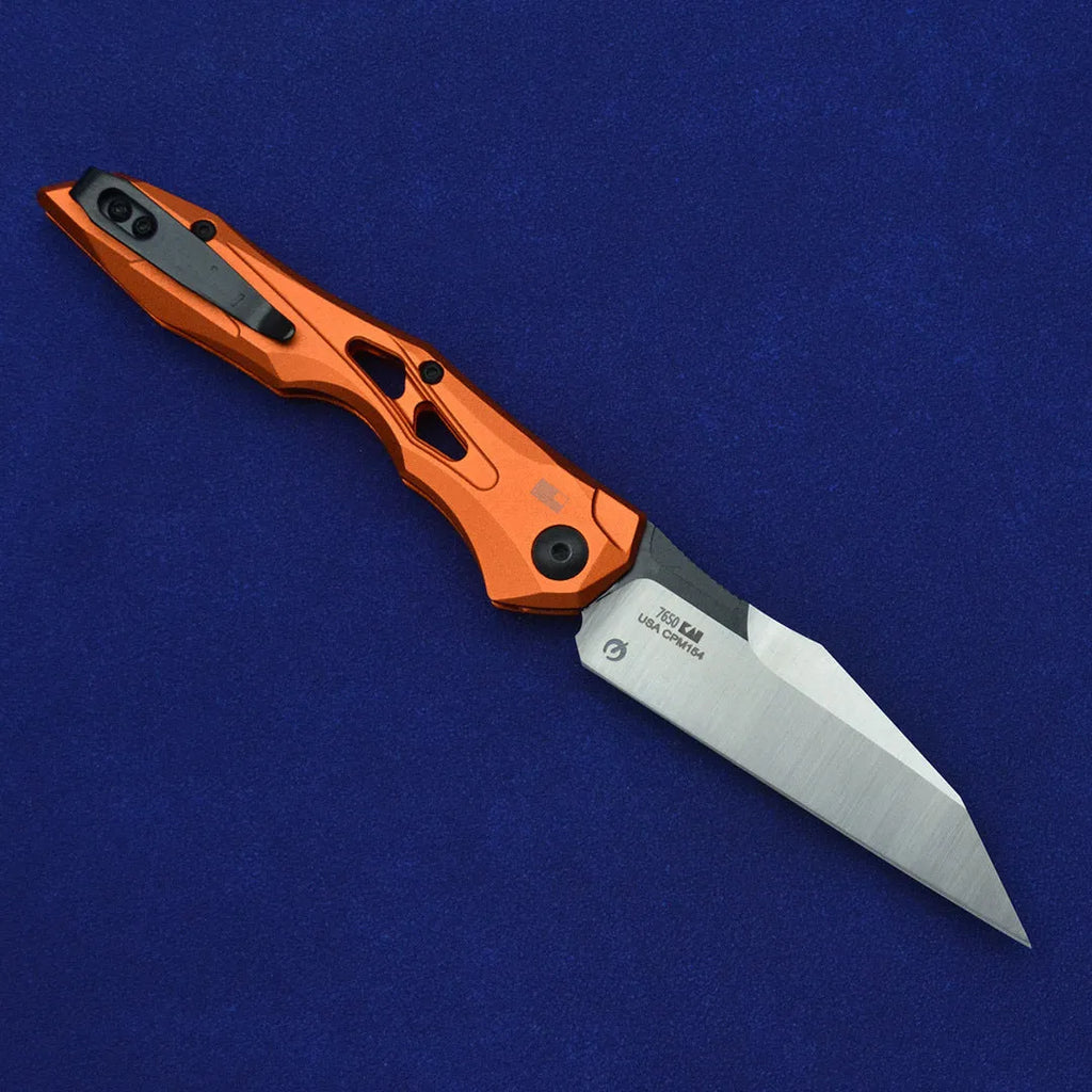 Black folding fruit knife with D2 steel blade and aviation aluminium handle measuring 19cm length