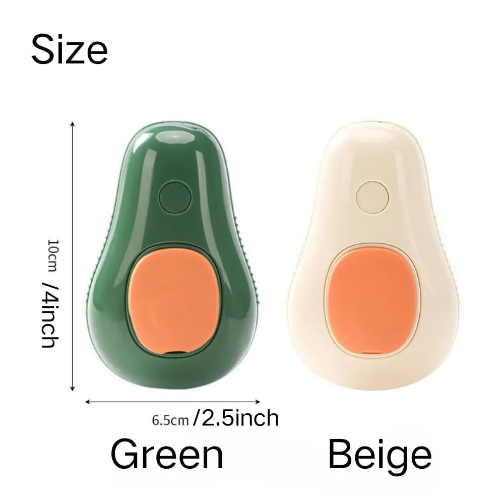 Green and white rechargeable cat steam brush with water spray function and silicone teeth