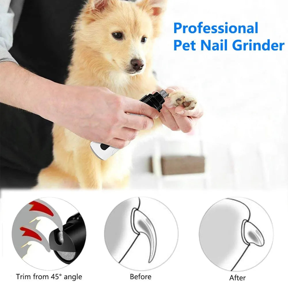Automatic electric nail trimmer for dogs with LCD display and dust collection port.