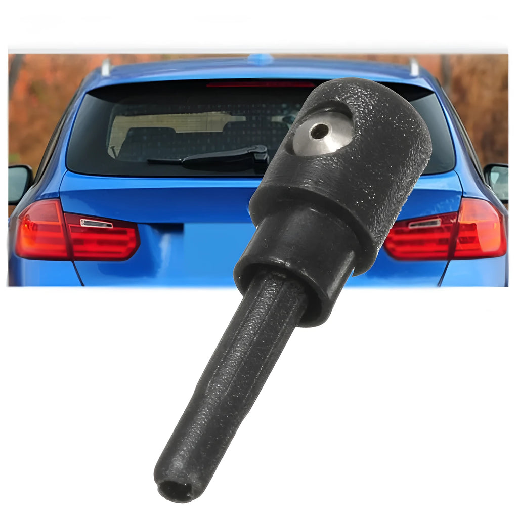 Black plastic rear windshield washer nozzle for Volkswagen Golf, Audi, and Skoda vehicles