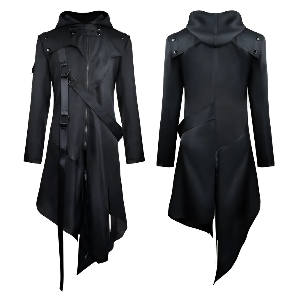 Black polyester Halloween cos coat for adults, fancy dress costume jacket