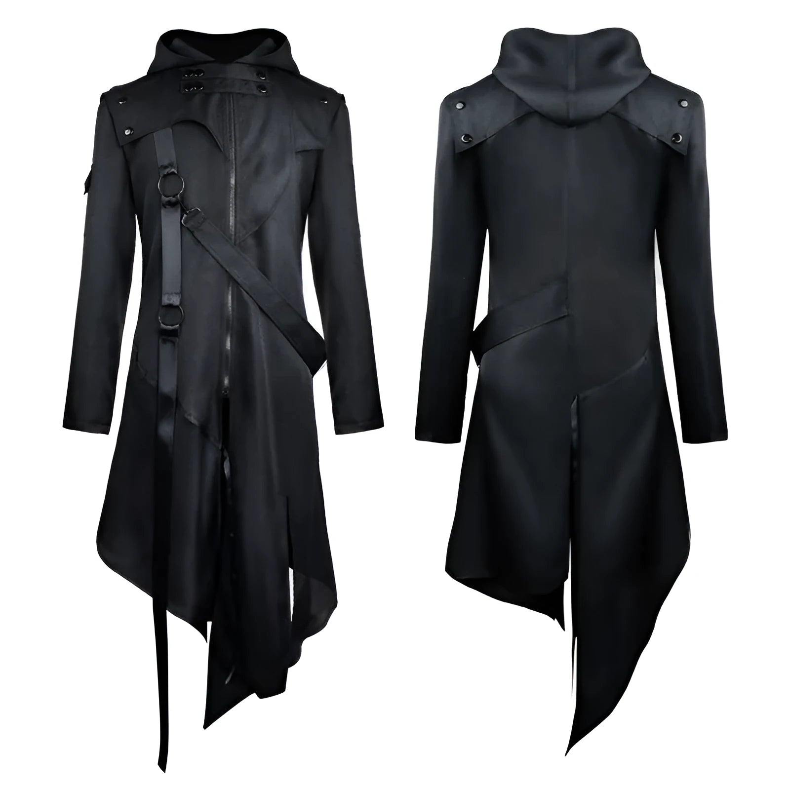 Black polyester Halloween cos coat for adults, fancy dress costume jacket