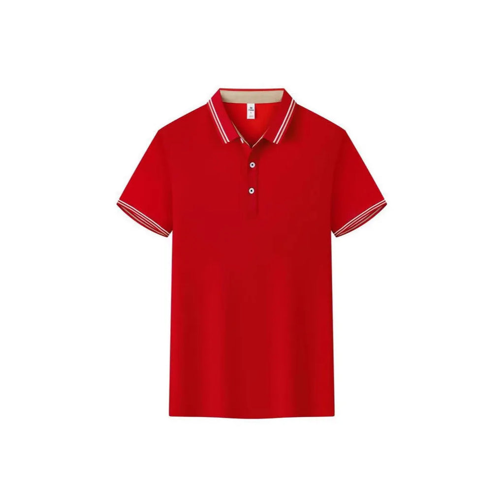 Slim fit cotton blend polo workwear shirt with collar and short sleeves in multiple colour options