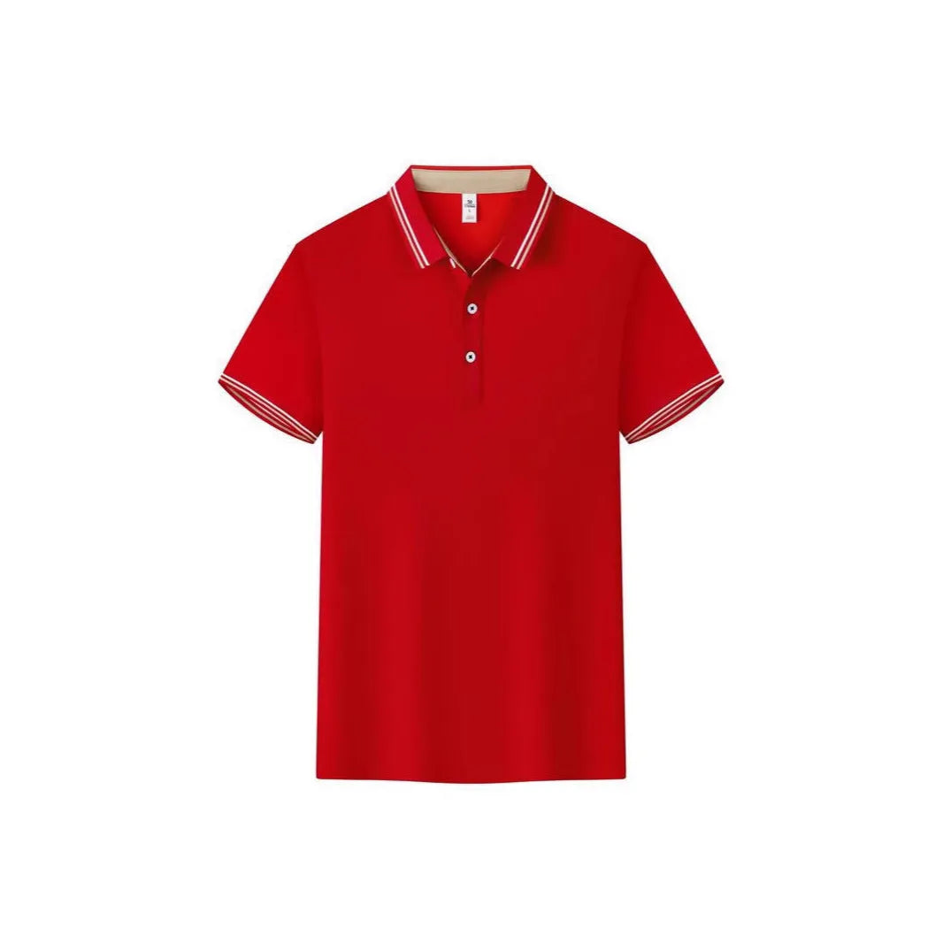 Slim fit cotton blend polo workwear shirt with collar and short sleeves in multiple colour options