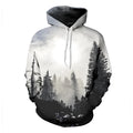 Winter Forest Hoodie black pullover with pockets and wide size range from S to XXXL