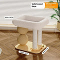 Pine wood cat scratching ball nest unit in a simple style with integrated resting area.