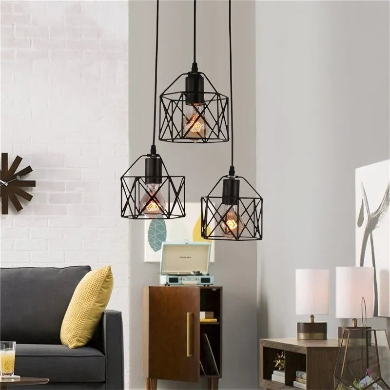 Country style decorative light with iron shade and push button switch for home lighting