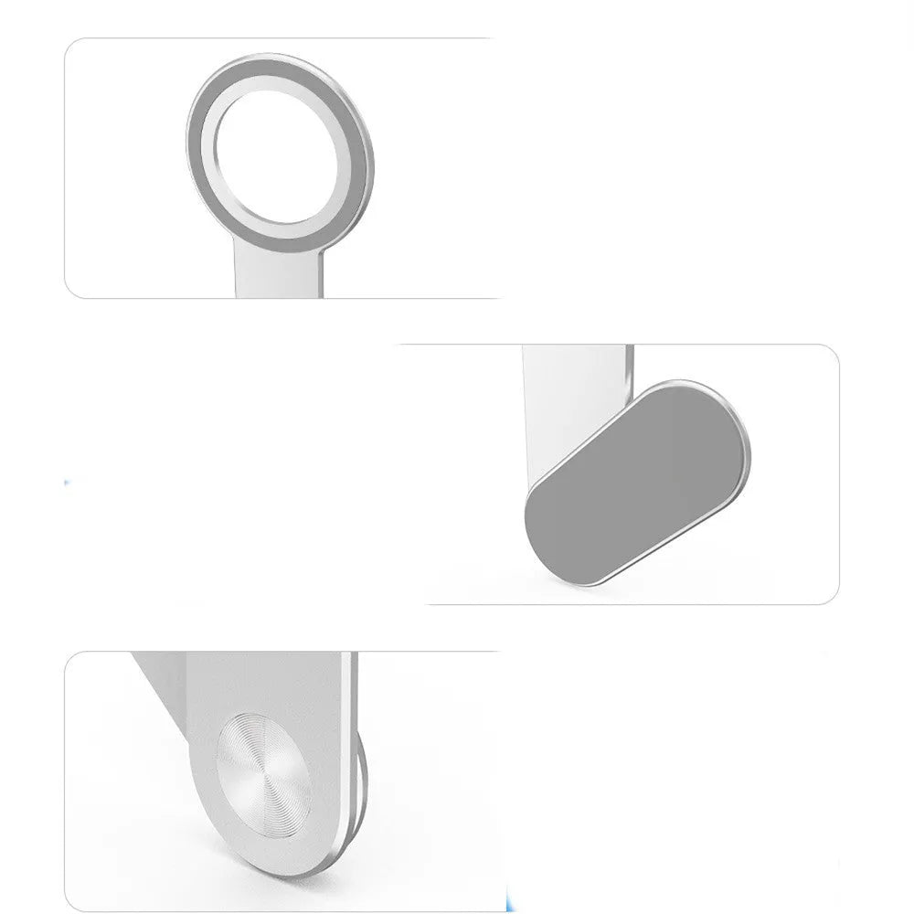Silver aluminium alloy magnetic mobile phone holder for desk use