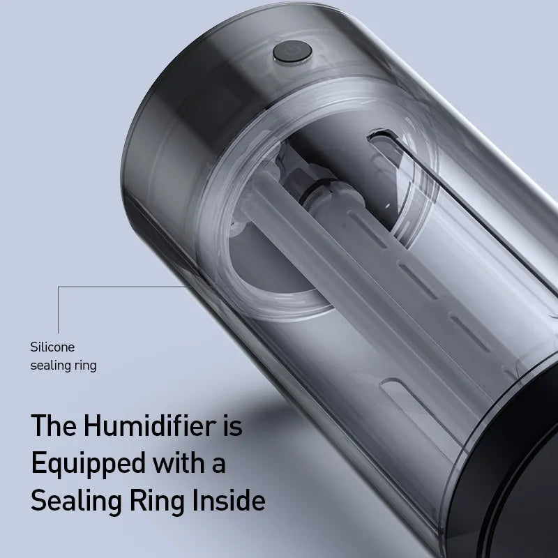 Black aluminium alloy car diffuser humidifier and air purifier unit with USB cable.