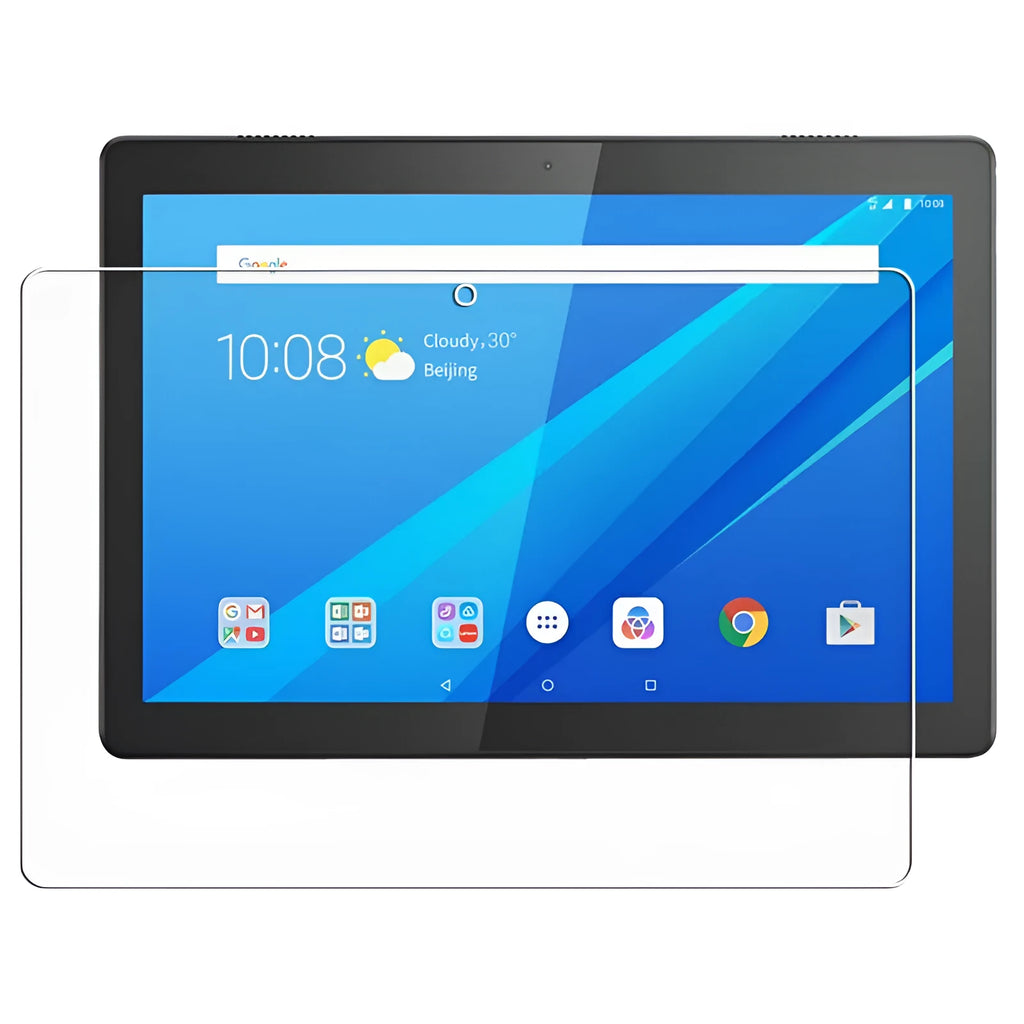 White tempered glass screen protector for Lenovo Tab E10 tablet with anti-fingerprint coating