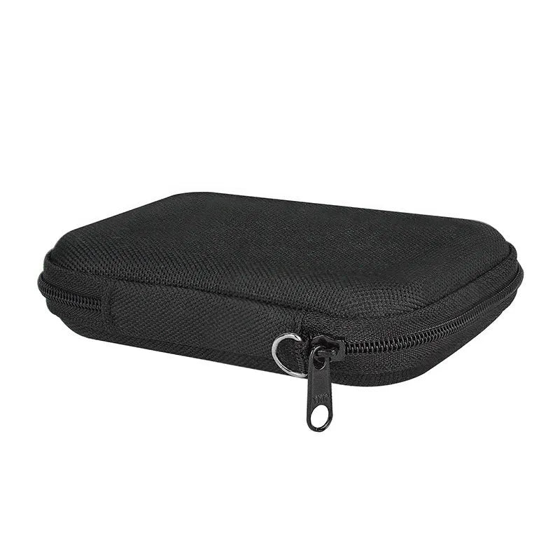 Black magnetic wireless power bank protective hard bag with textured exterior, 120x90x27mm