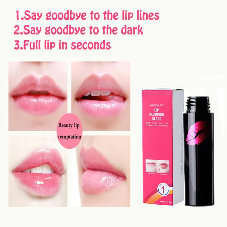Lip plumping gloss anti wrinkle serum tube 4g for fuller lips and lip skin care