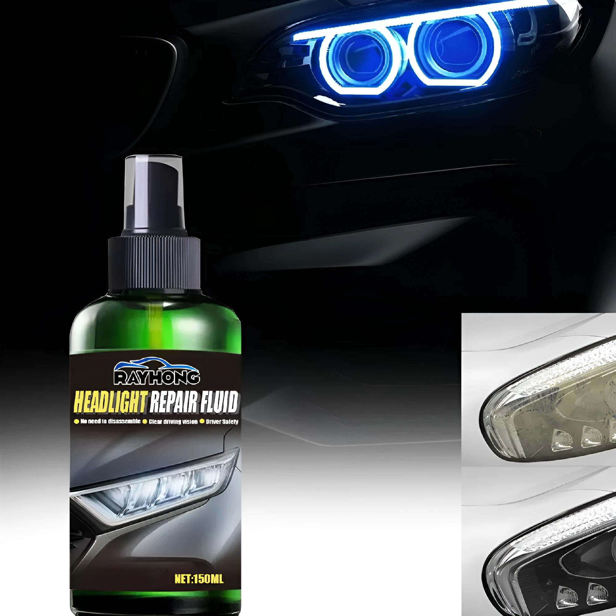150ml bottle of car headlight repair liquid for restoring faded plastic lenses