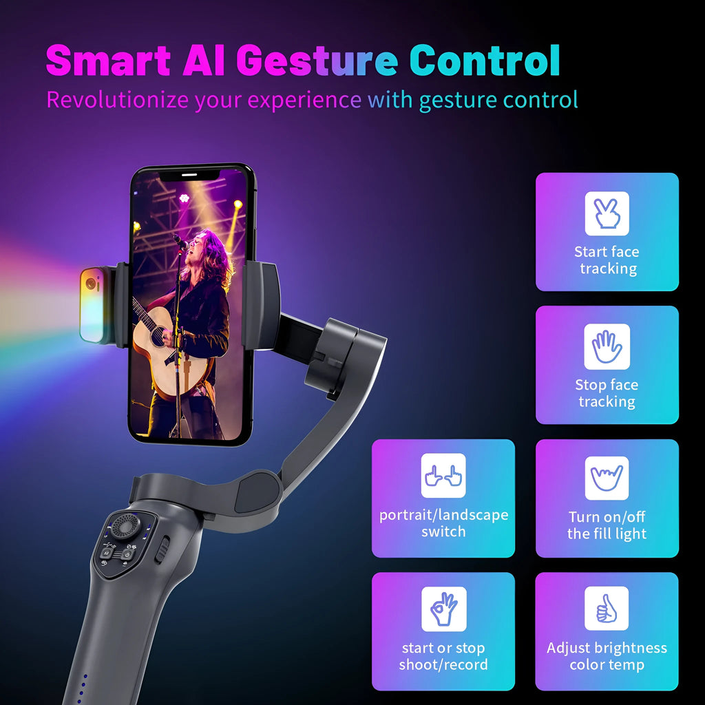 RK series foldable handheld smartphone gimbal stabiliser in gun colour finish