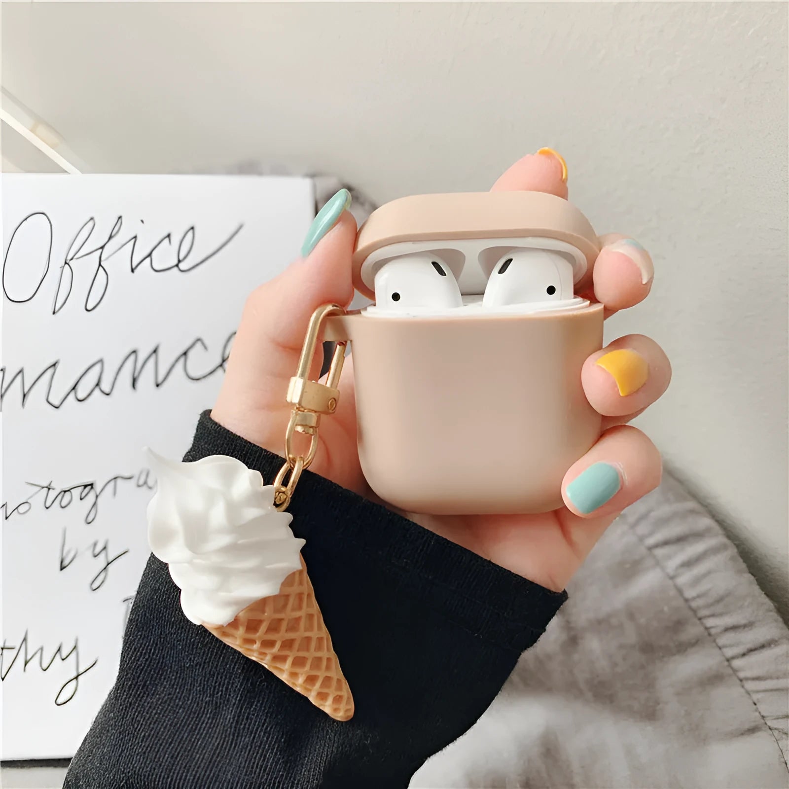 Cylinder Ice Cream design silicone case for Apple AirPods 2 wireless Bluetooth headset.