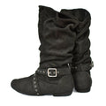 Ladies flat heel canvas pointed toe dance boots in black for line dancing and salsa