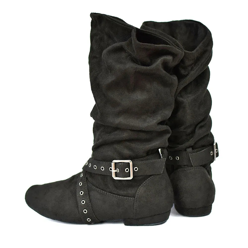 Ladies flat heel canvas pointed toe dance boots in black for line dancing and salsa